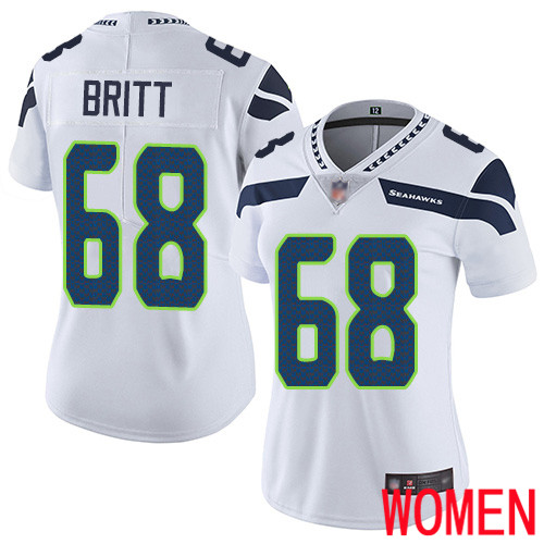 Seattle Seahawks Limited White Women Justin Britt Road Jersey NFL Football 68 Vapor Untouchable